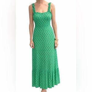 Green floral ruffle dress NWOT